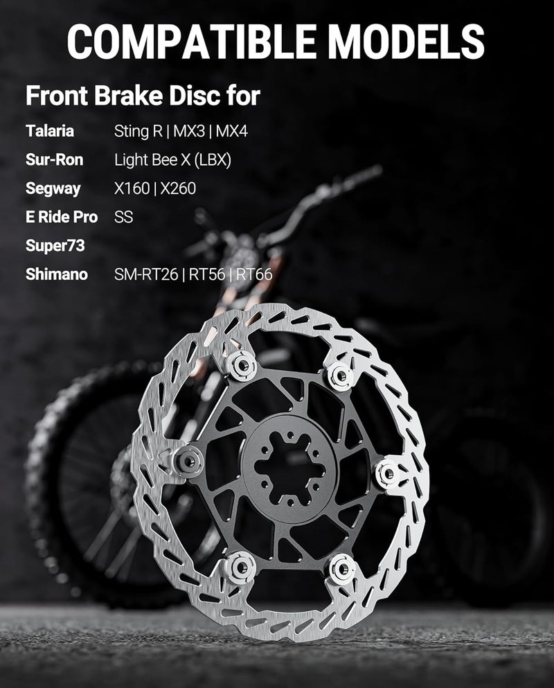 Beastspk Floating Front Disc Brake Rotor(220mm),Aircraft Aluminum Core,Stainless Steel MTB Brakes Rotors with 6-Hole,Thickness 2.3mm,for Talaria Sting R MX3,MX4,Sur-Ron Light Bee X LBX,Segway X160/X260 (Front) - Image 5